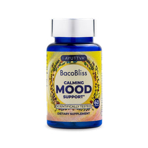 BacoBliss I Scientifically Tested Mood Support Formula I 10+ mood-boosting ingredients for Calm, Relaxation, Healthy Sleep and Relief from Mild and Occasional Stress I With Mucuna pruriens, Bacopa monnieri, Magnesium, 5-HTP and more Supplements Ayuttva
