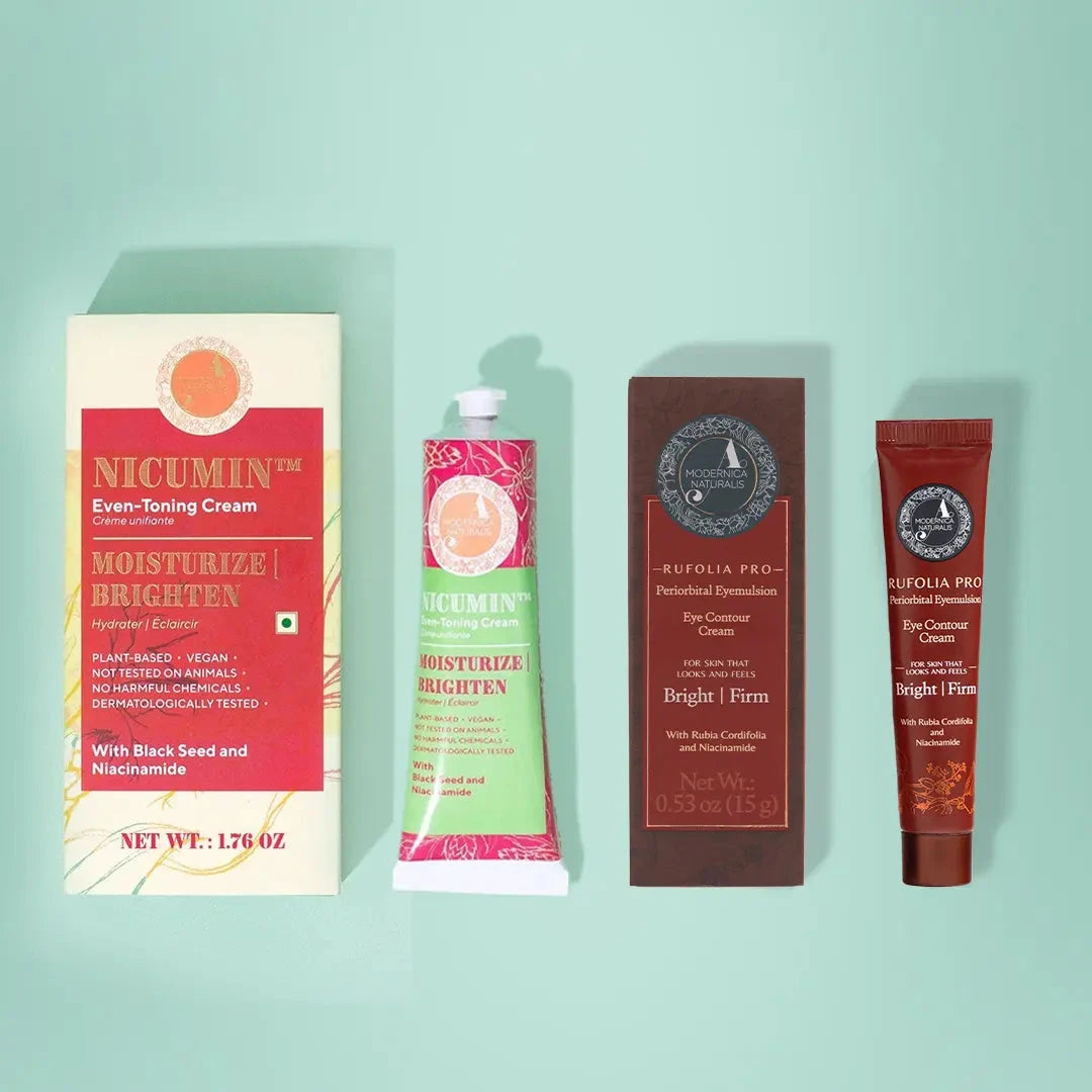 光采亮膚雙件組：Rufolia PRO 眼部修護霜與 Nicumin 均勻膚色霜 Beauty set A Modernica Naturalis