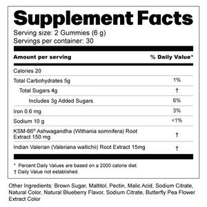 安睡軟糖 蘊含KSM-66 Ashwagandha®南非醉茄及纈草根精華 助你安然入眠 | 美味藍莓口味 Supplements Ayuttva