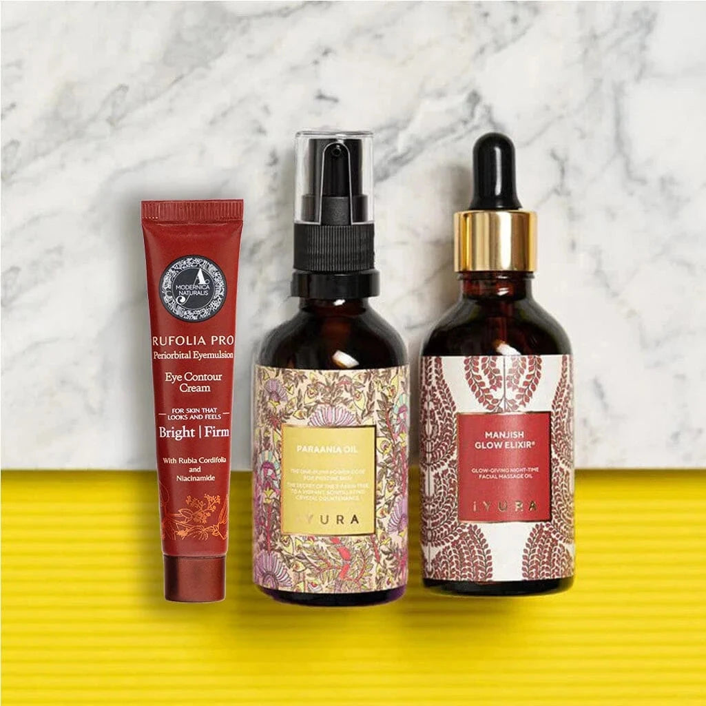 Manjistha 魔法三件組——改善膚色不均、年齡斑、曬斑與黑眼圈的理想選擇，搭配 PRO Beauty set iYURA